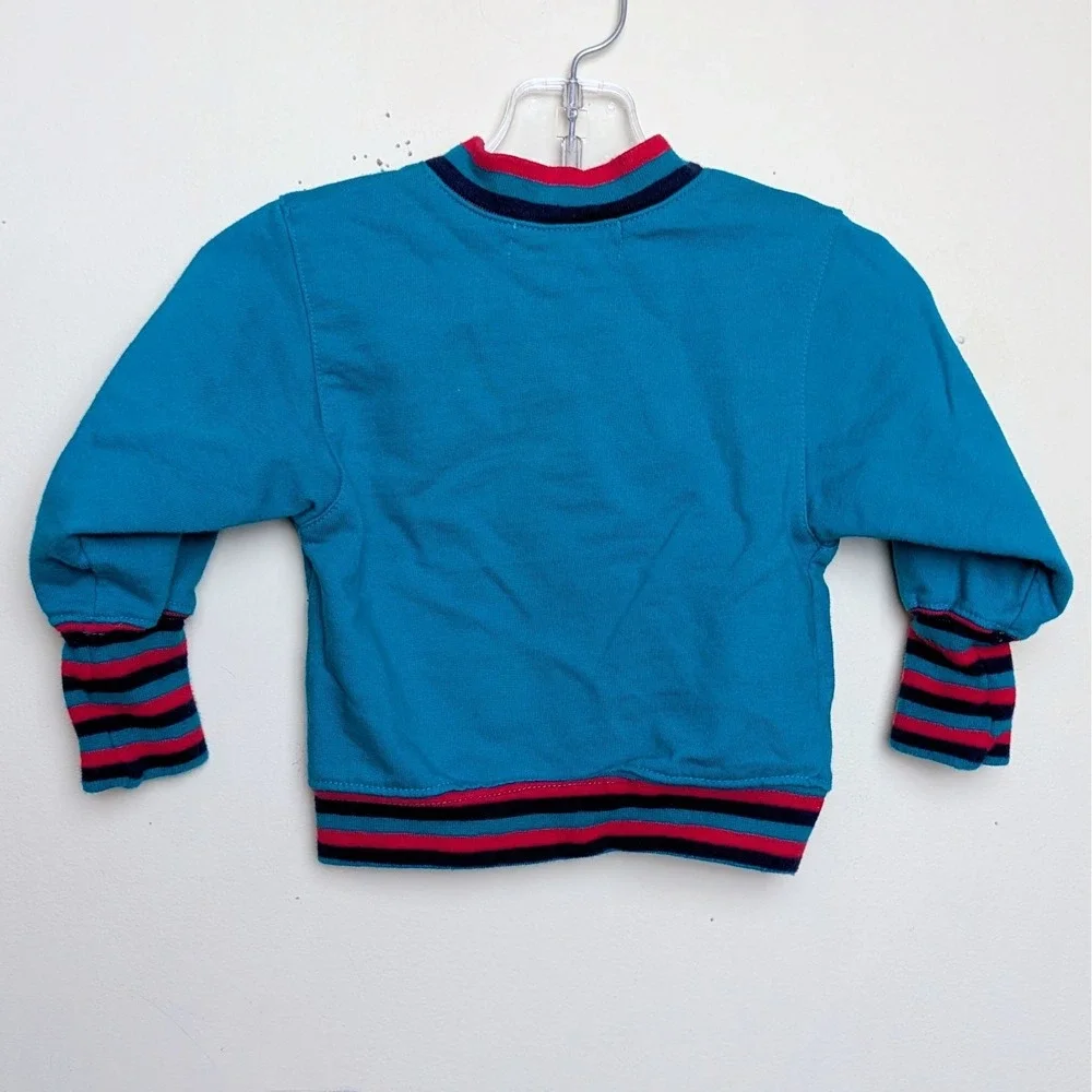 Vintage Gymboree Rainbow Tag Train Applique Cotton Cardigan Sweater Newborn
